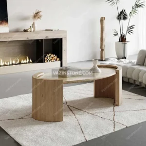 Artas Stone Coffee Table in a living room
