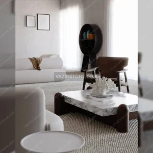 Elvera Stone Coffee Table in a living room