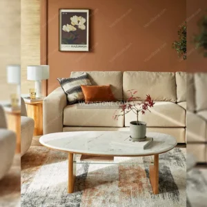 Kara stone coffee table in a living room