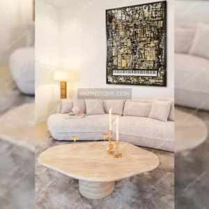 Lamin stone coffee table in a living room