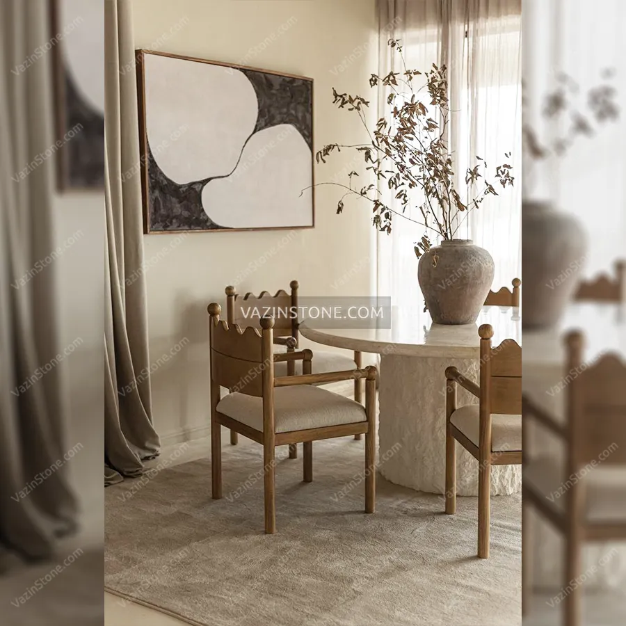 Lapis stone dining table in a dining room