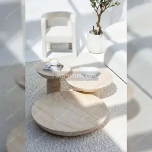 Luna stone table set with furnitures