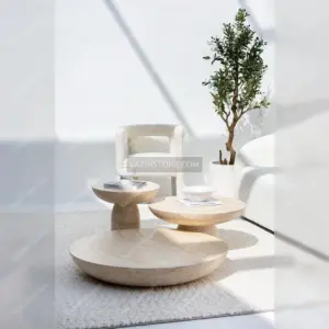 Luna stone table set with furniture