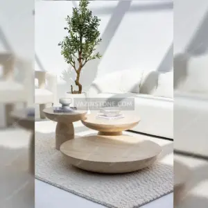 Luna stone coffee table and side table set