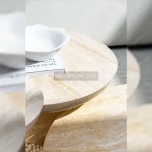 Luna stone table set closeup