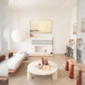 Milo stone coffee table in a living room