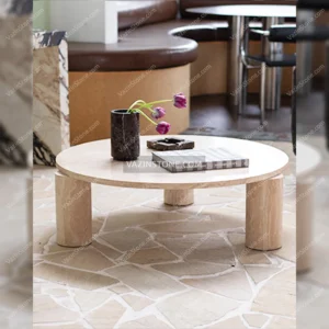 Milo stone table with a stone flower pot