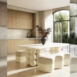 Orbita stone cosole table in a kitchen