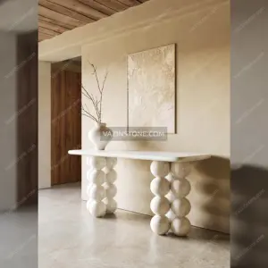 Orbita stone console table with a flower pot