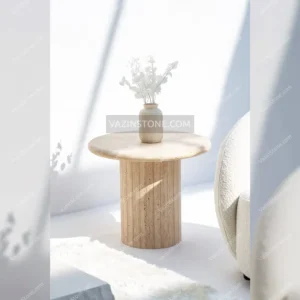 Rima side table with a stone flower pot