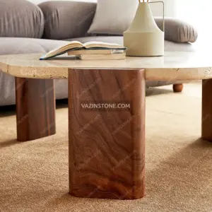 Wooden base of the Riva stone table