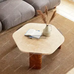 Riva stone coffee table with a flower pot