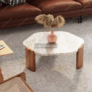 Riva stone coffee table with decorative items