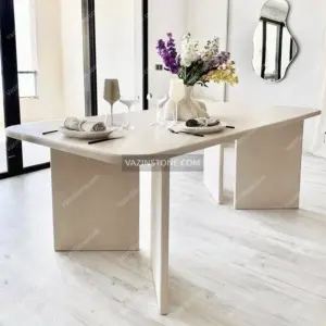 Tavola stone dining table with decorative accessories