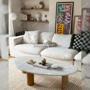 Vilda stone coffee table in a living room