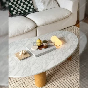 Vilda stone coffee table with decorative items