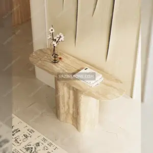 Asa stone console table with decorative items