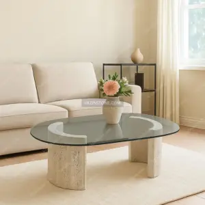mana stone coffee table in a living room