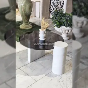 Moreno stone coffee table with a stone accessories