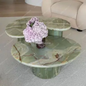 stone coffee table with green onyx stone