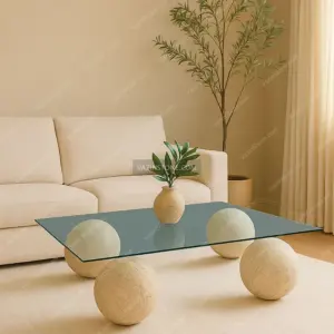 Orbis stone coffee table in a living room