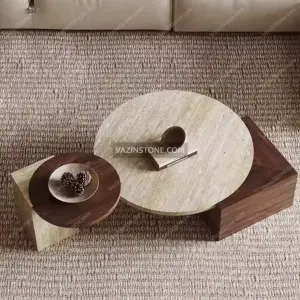 Reverse stone set table from above
