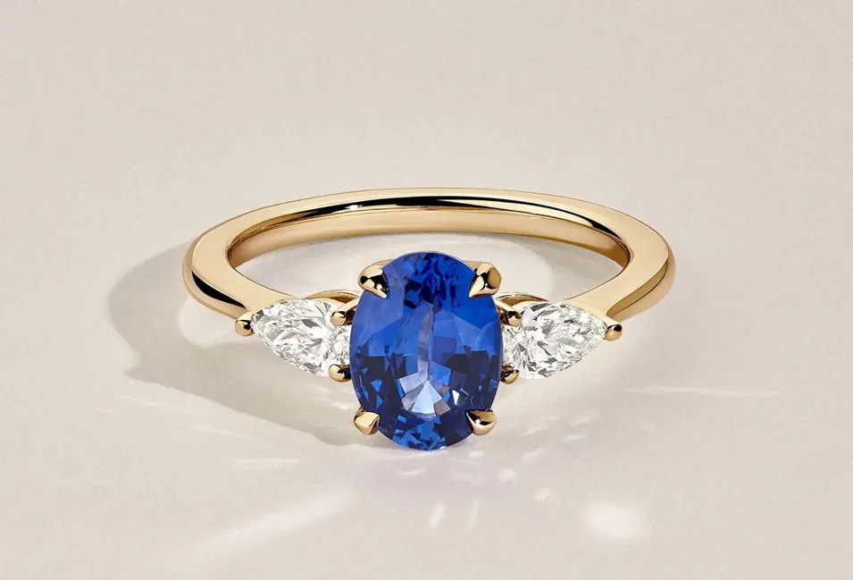 A ring with a sapphire stone
