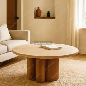 Shariel stone dining table in a living room