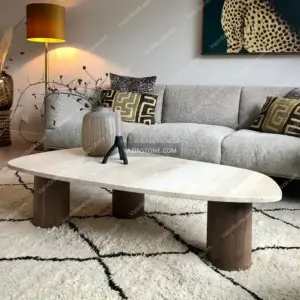 Yashin stone coffee table in a living room