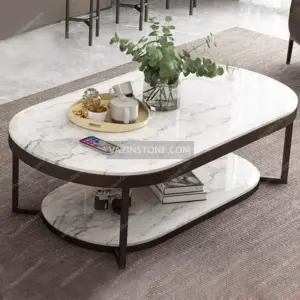 Claris Stone Coffee table with decorative items