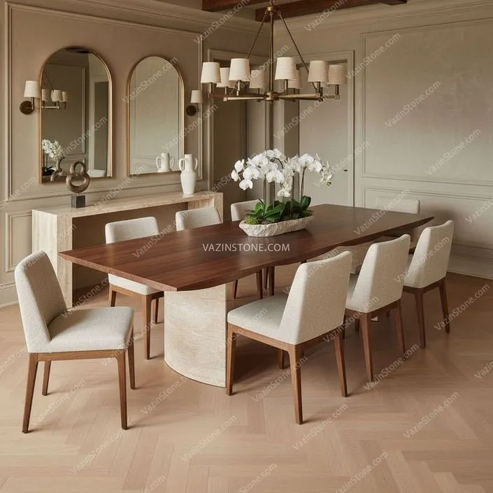 Wooden dining table with a stone top - Interior Design Trends