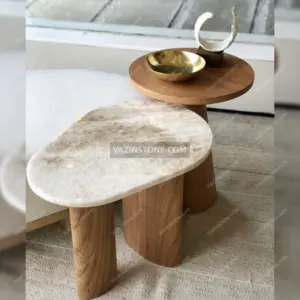 Avida stone coffee table set with decorative items