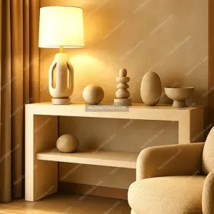 Avin stone console table with decorative items