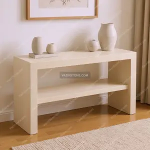 Avin stone console table with decorative items