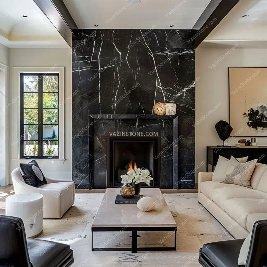 Stone fireplace model