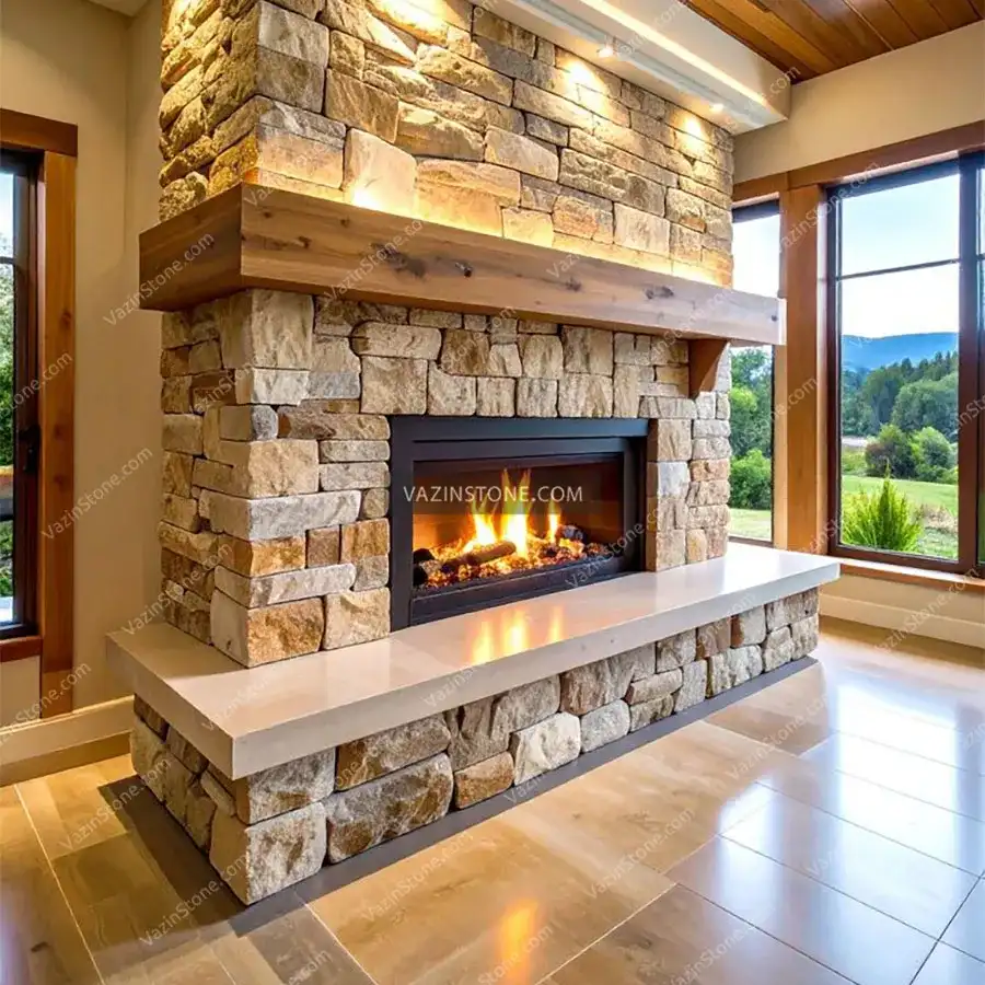 Stone fireplace model