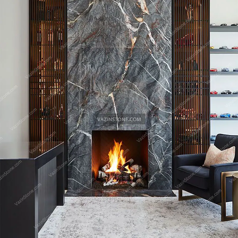 Stone fireplace model