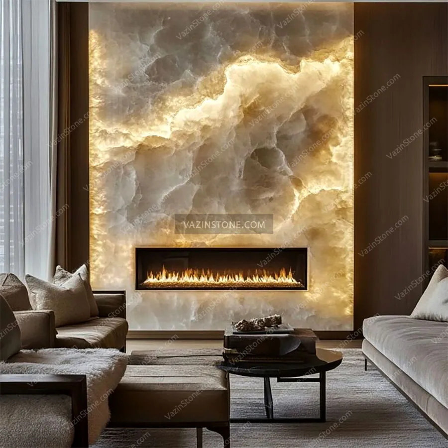 Stone fireplace model