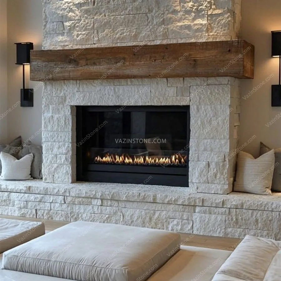 Stone fireplace model