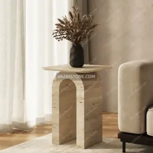 Mantara stone side table in a living room