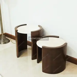 Round side tables of the Nazanin stone table set