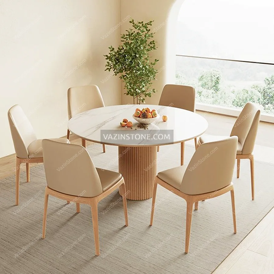 Cream stone dining table