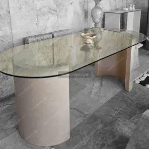 Mana stone dining table with accessories
