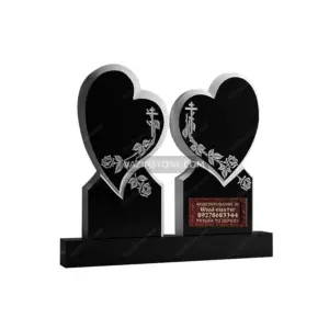Twin hearts granite headstone