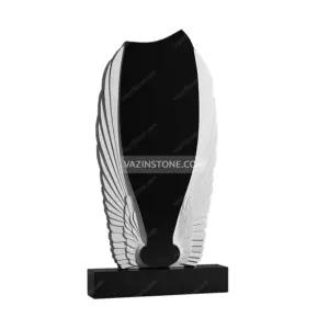 Wings granite headstone