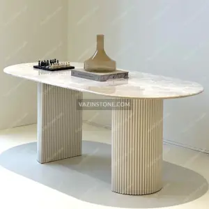 Alba stone dining table with stone accessories