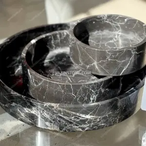 Sangab stone serve dish with black marble