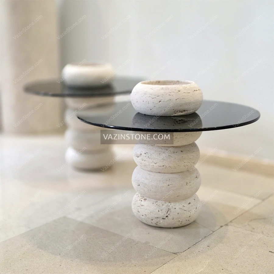A pair of Sangchin stone side table