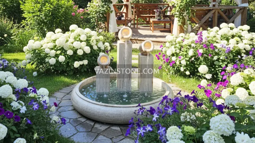 Yard stone fountain