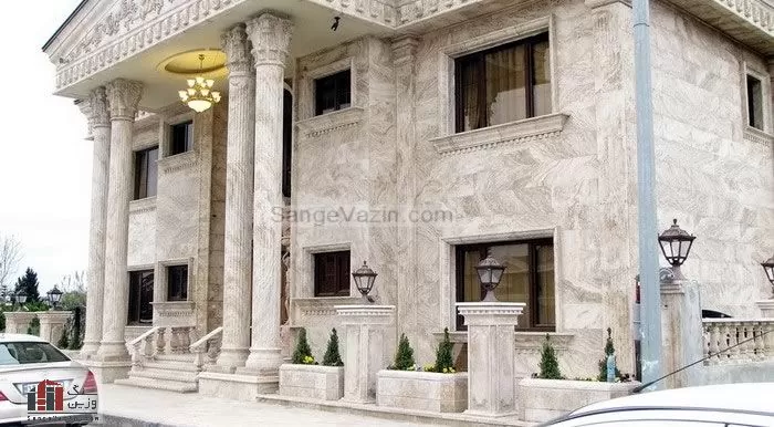 travertine in facade and outdoor decoration
